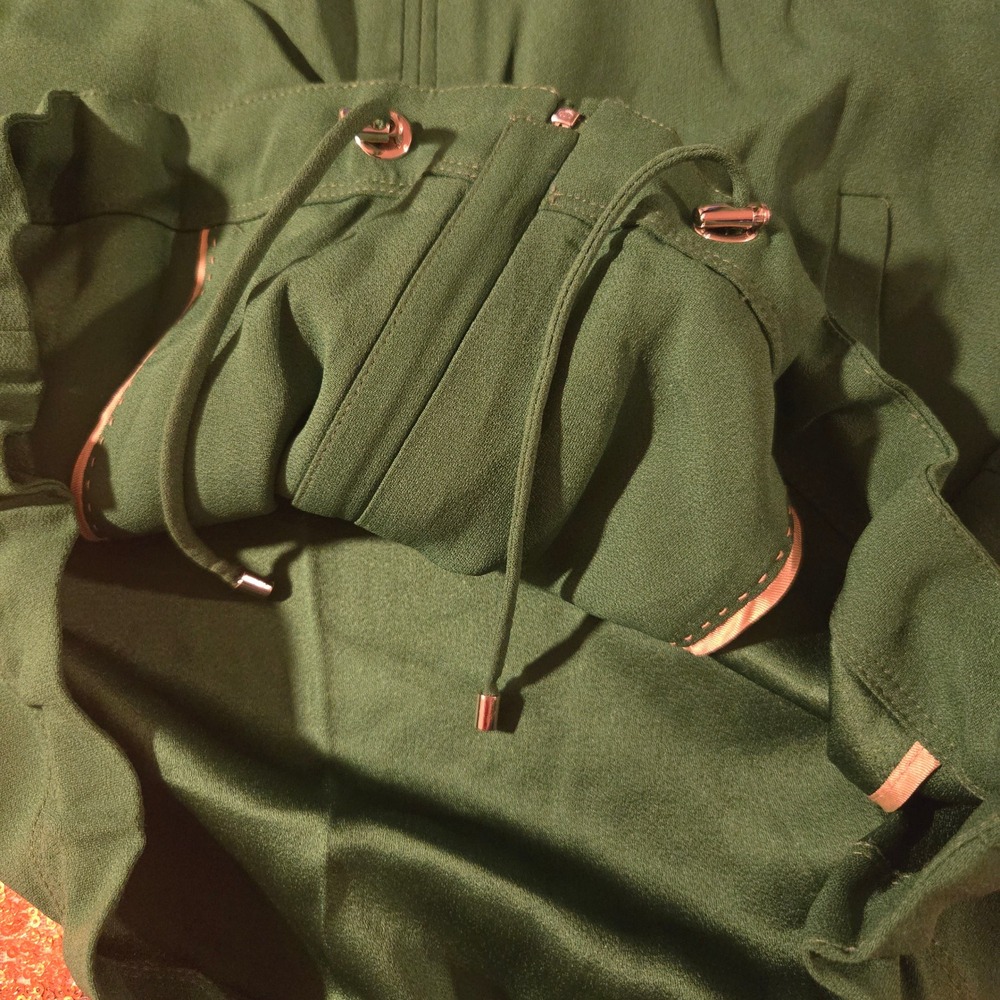 Massimo Dutti Green Bomber Jacket Drawstring Waist XS Casual Coat - Picture 3 of 8
